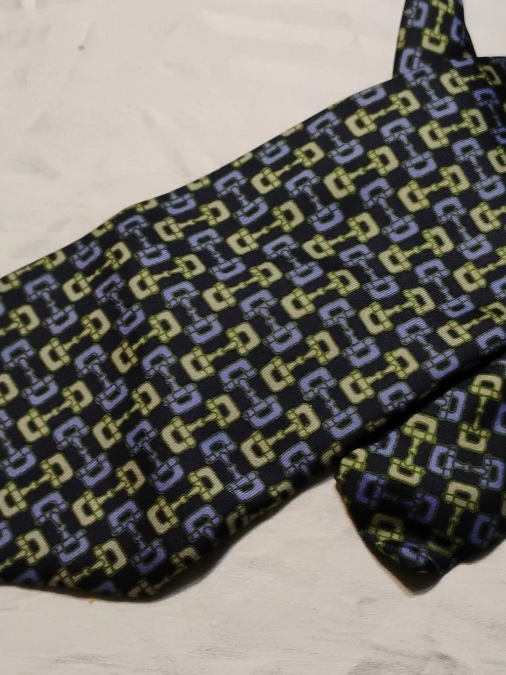 Gucci Silk Scarf in Navy, Light Blue & Lime